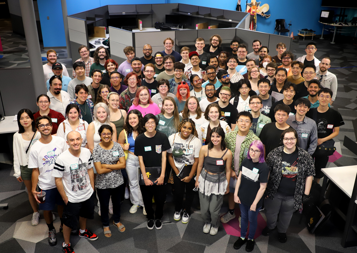 Group photo of FIEA's Cohort 20 in the student cohort space