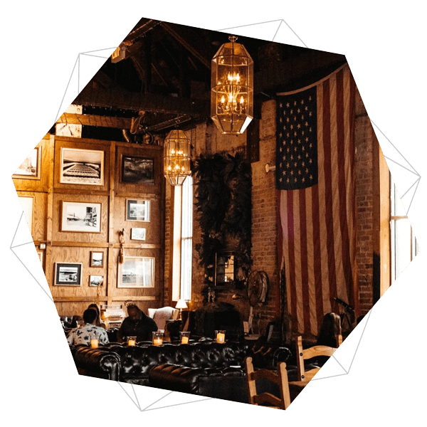 Interior shot of 1920s themed bar/lounge