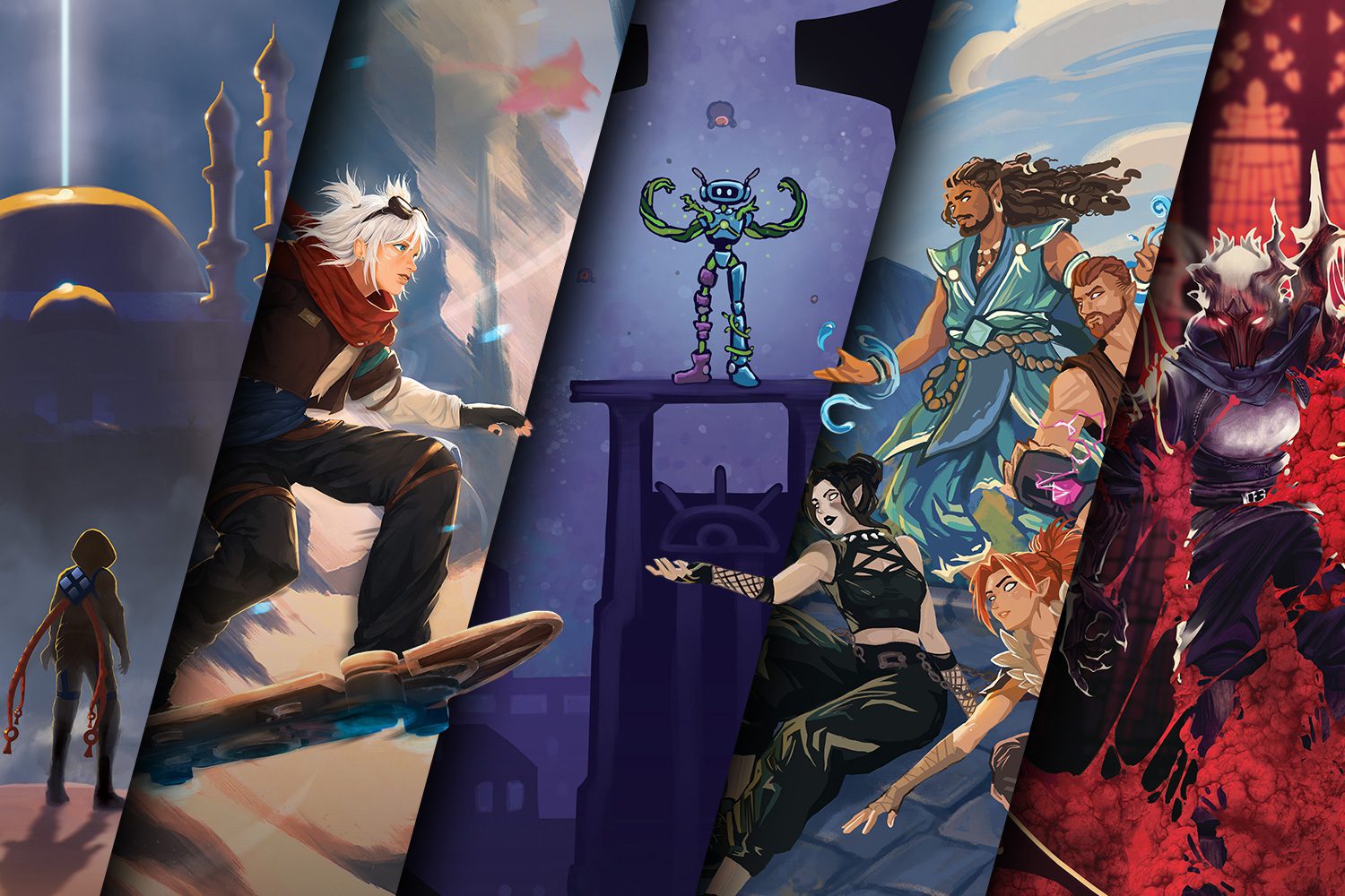 Collage of four capstone game characters for Cohort 21